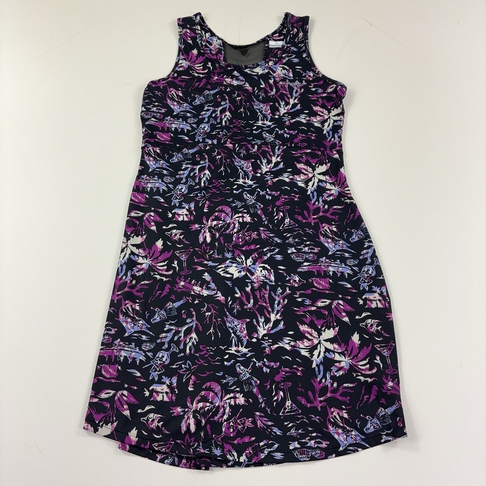 Columbia PFG Tank Dress Womens Medium Multicolor Tropical Scoop Neck Jersey